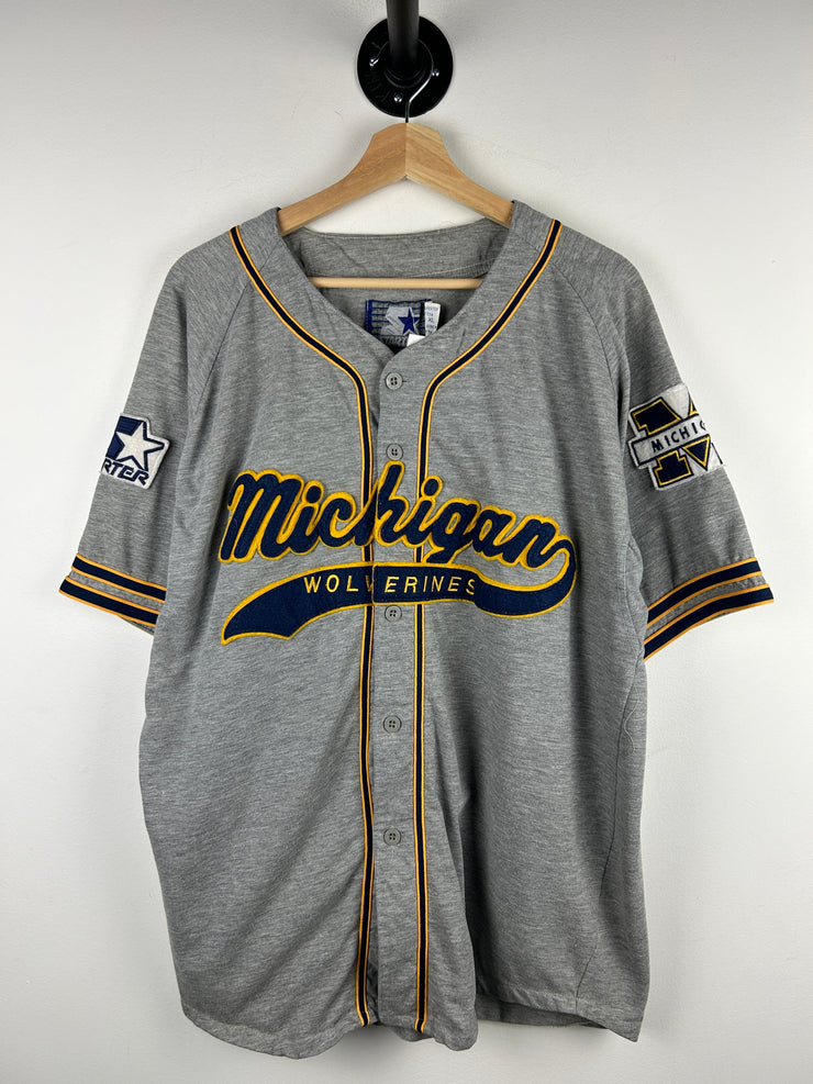 Vintage 90s Starter Michigan Wolverines Grey Baseball Jersey