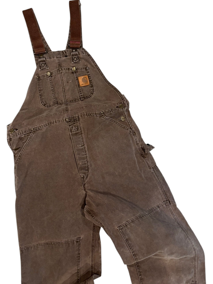Vintage 90s Carhartt Work Wear Brown Double Knee Overalls