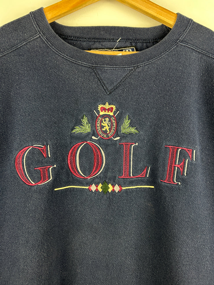 Vintage 90s Golf Embroidered Navy Crewneck