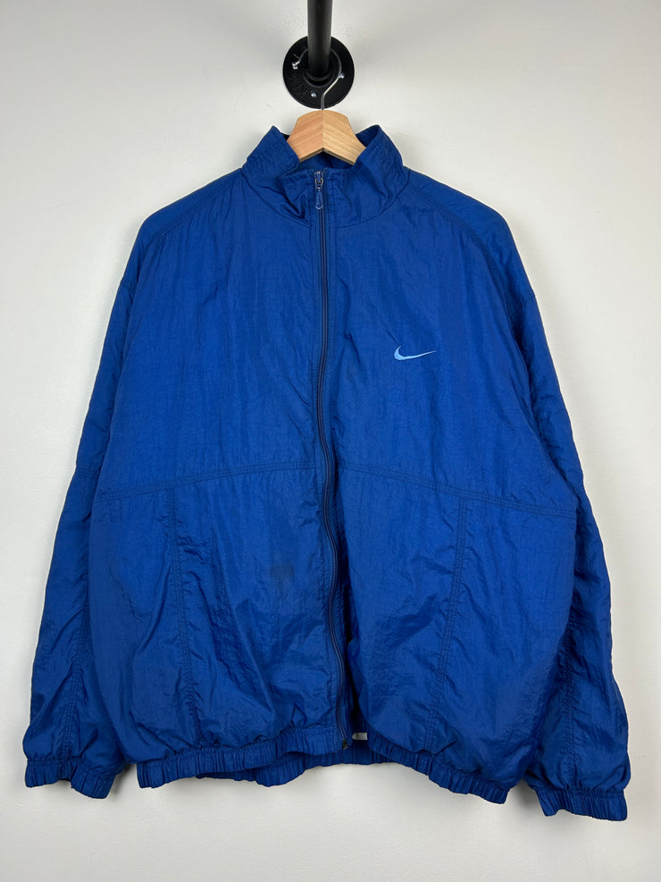 Vintage 90s Nike Mini Swoosh Spellout Blue Windbreaker