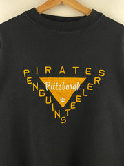 Vintage 90s Pittsburgh Sports Embroidered Black Crewneck