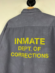 Vintage Inmate Dept Of Corrections Prison Uniform Cropped Button Up Short Sleeve Shirt
