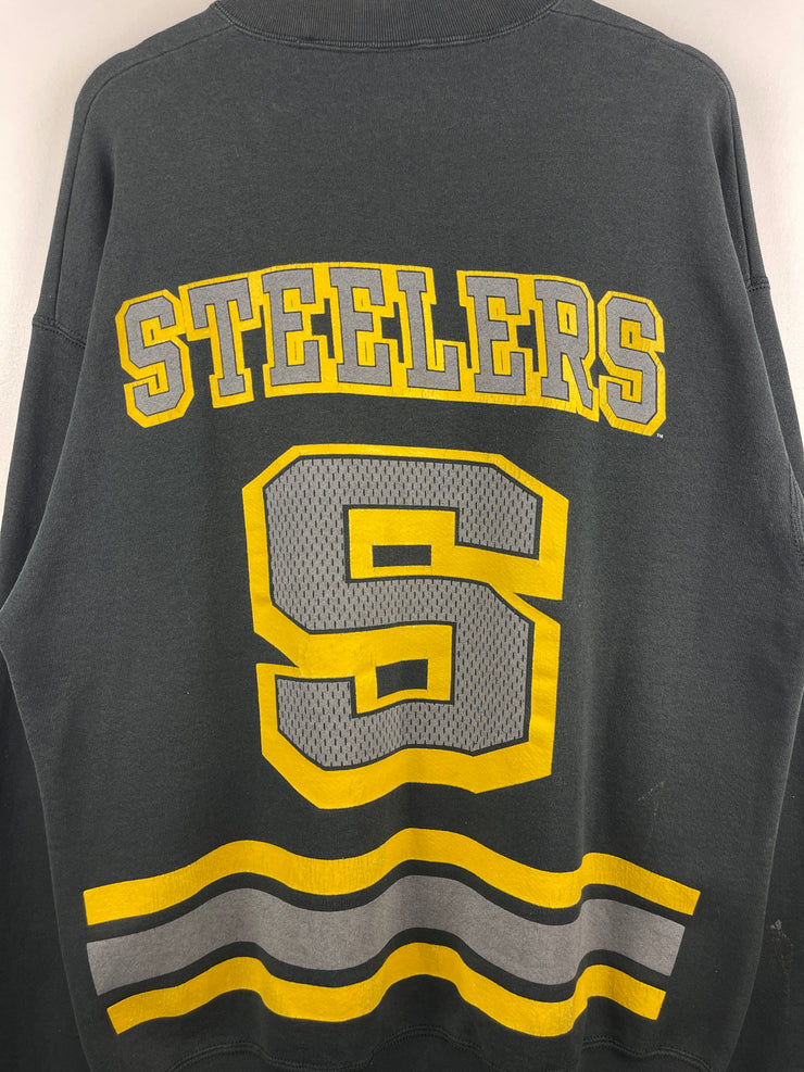 Vintage 90s NFL Salem Pittsburgh Steelers Big Logo Black Crewneck