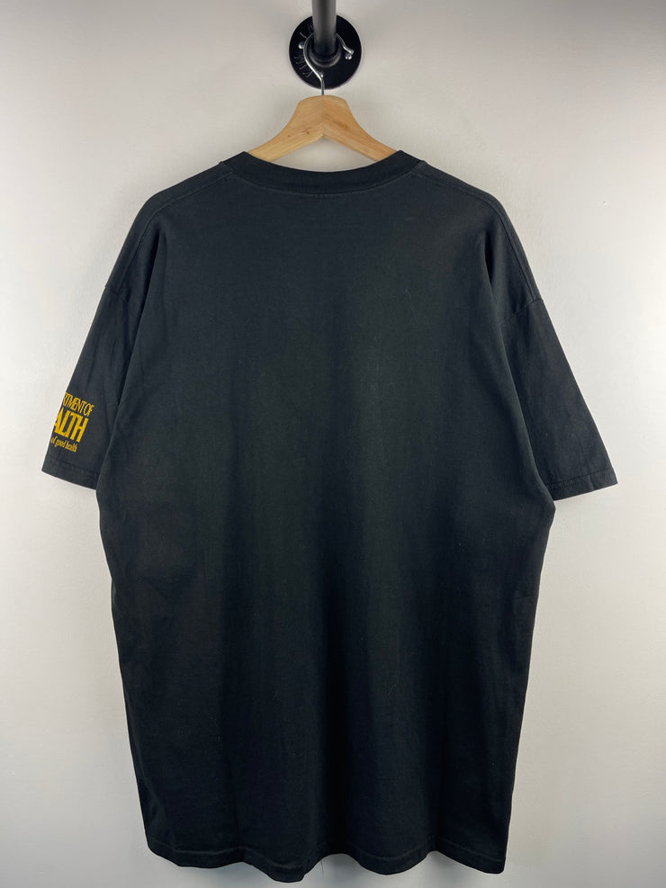 Vintage 90s Department Of Health Stop The Sale Of Cigarettes Black Tee