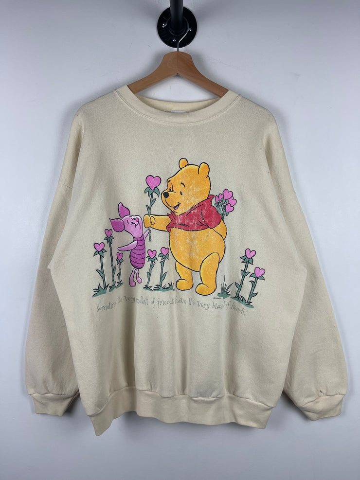 Vintage 90s Winnie The Pooh Flowers Yellow Crewneck