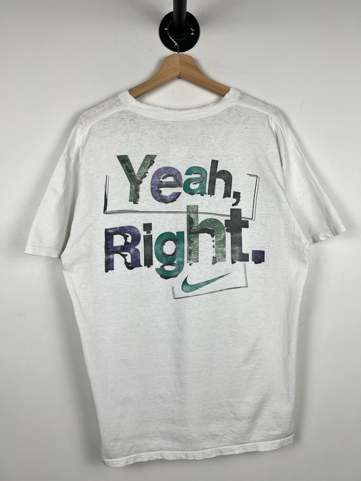 Vintage 90s Nike A Woman Must Act Like A Lady White Tee