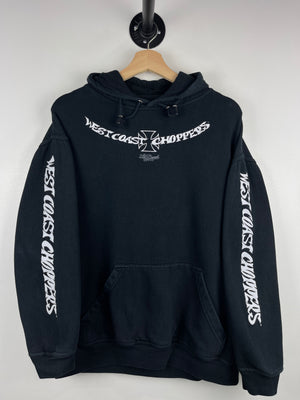 Vintage West Coast Choppers Neck Spellout Motorcycle Black Hoodie