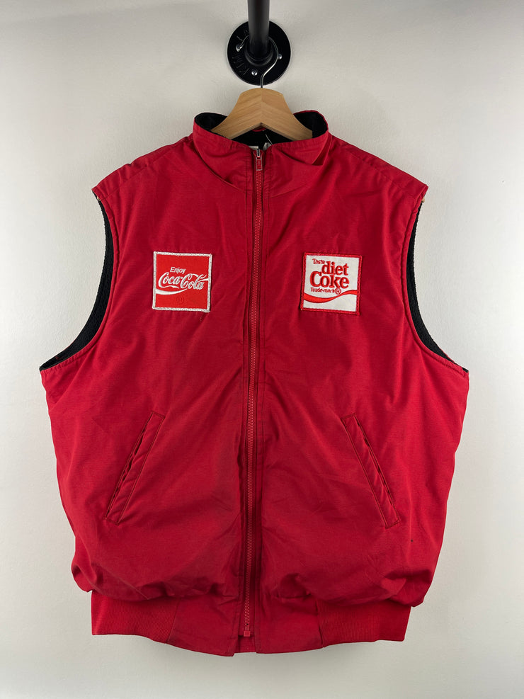 Vintage 90s Coca Cola Diet Coke Fleece Lined Red Vest