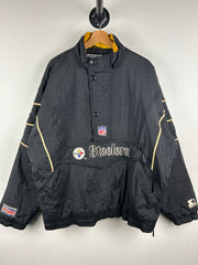 Vintage 90s NFL Pittsburgh Steelers Pro Line Black Half Zip Pullover Jacket