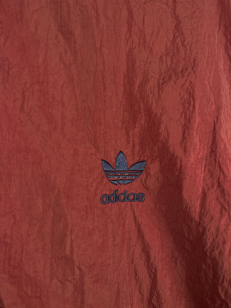 Vintage 90s Adidas Trefoil 3 Stripe Burgundy & Navy Windbreaker
