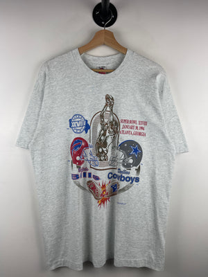 Vintage 90s NFL Buffalo Bills VS Dallas Cowboys Super Bowl Grey Tee