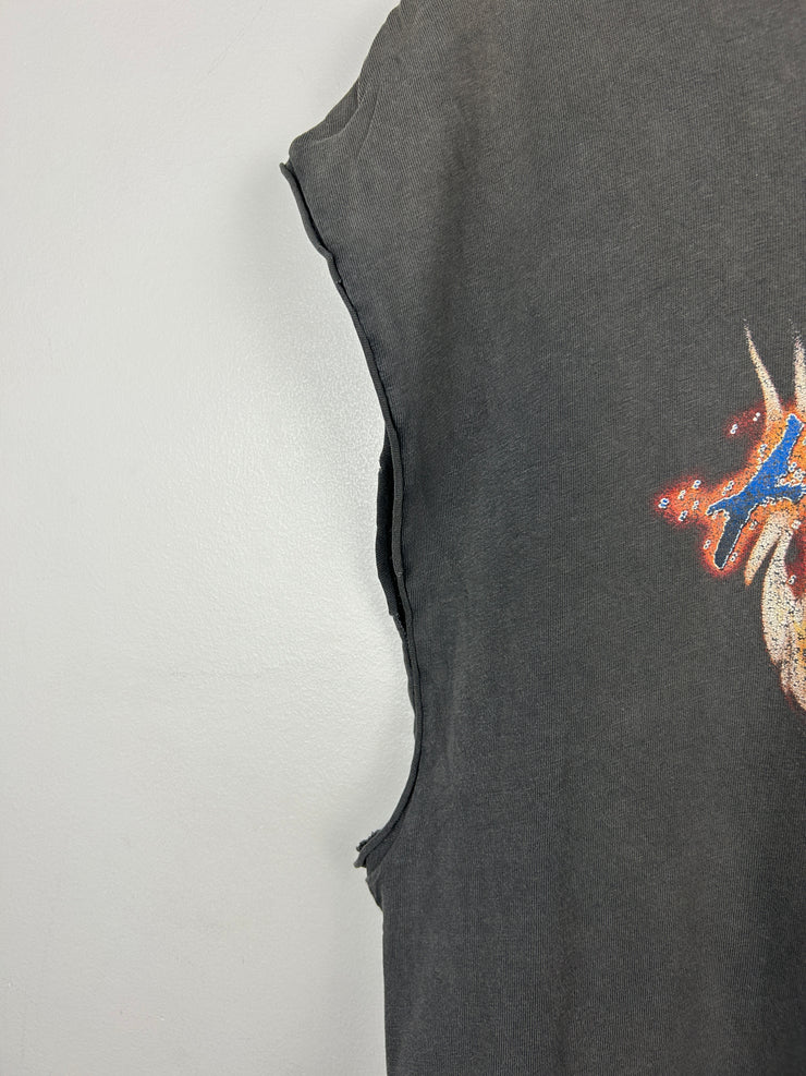 Vintage 2002 Harley Davidson Flames Maryland Thrashed Black Cut Off Tank Top