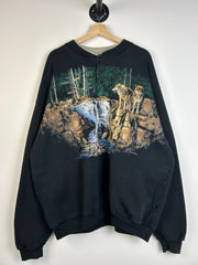 Vintage 90's Wolf Wilderness Wrap Around Black Crewneck