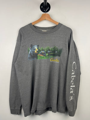 Vintage 90s Cabelas Black Bear Grey Long Sleeve