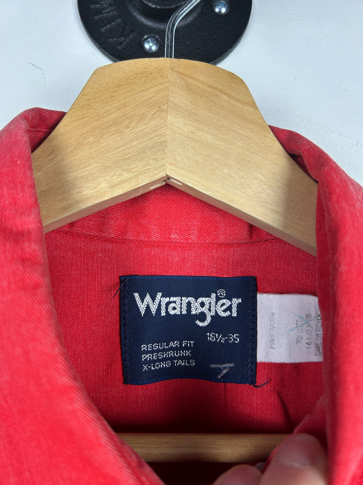 Vintage 90s Wrangler Western Red Button Up Long Sleeve