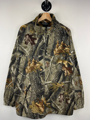 Vintage 90s Winchester Real Tree Camo Zip Up Fleece Sweater