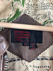 Vintage 90s General Clothing Company Faded Brown Leather Bomber Jacket