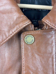 Vintage 90s Pierre Cardin Brown Leather Bomber Jacket