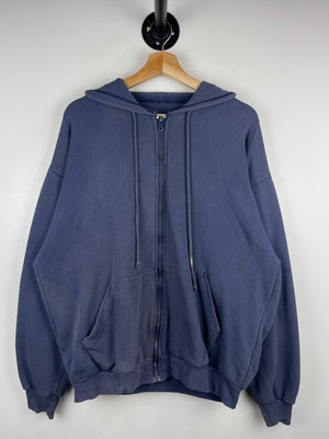 Vintage 80s Statue Thermal Lined Faded Navy Zip Up Hoodie