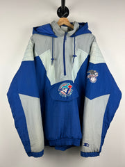 Vintage 90s MLB Starter Toronto Blue Jays Blue Insulated Pullover Quarter Zip Jacket
