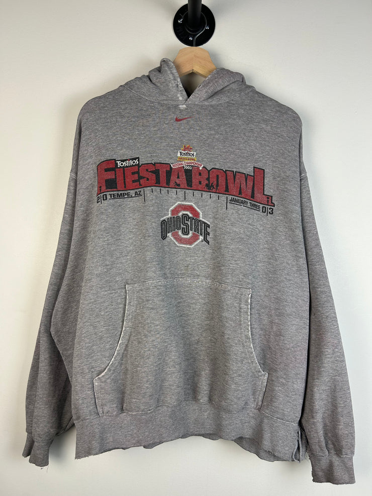 Vintage Y2K Nike Ohio State Middle Swoosh Thrashed Grey Hoodie