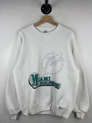 Vintage 90s NFL Russell Athletic Miami Dolphins White Crewneck