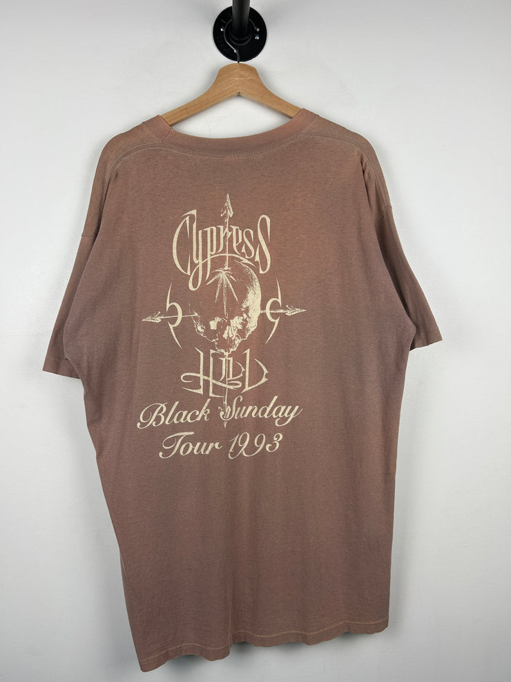 Vintage 1993 Cypress Hill Black Sunday Brown Rap Tee
