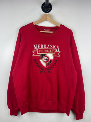 Vintage 90s Nebraska Football Champions Embroidered Red Crewneck