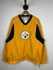 Vintage NFL Pittsburgh Steelers Fleece Lined Yellow Pullover Windbreaker