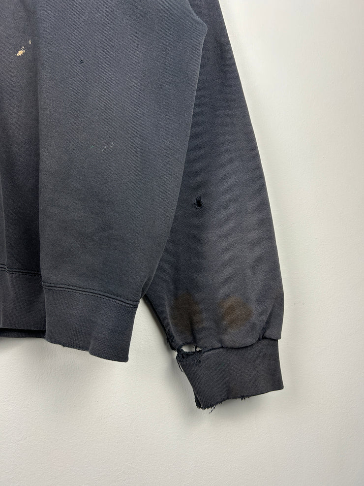 Vintage 90s Nike Spellout Swoosh Thrashed Black Crewneck