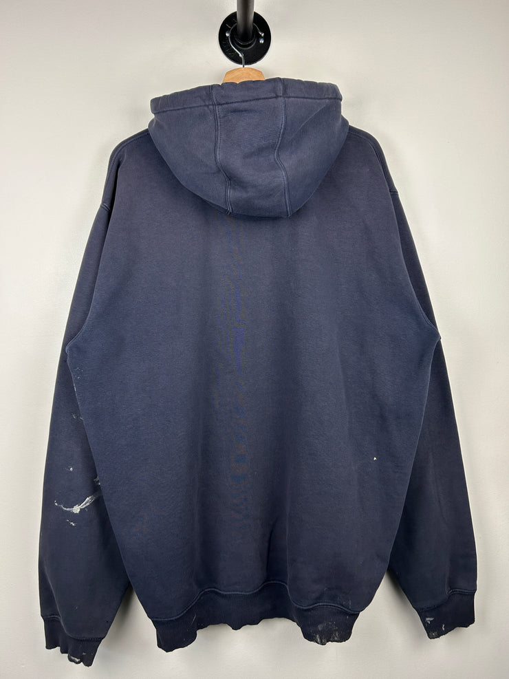 Vintage Carhartt Embroidered Paint Splattered Navy Hoodie