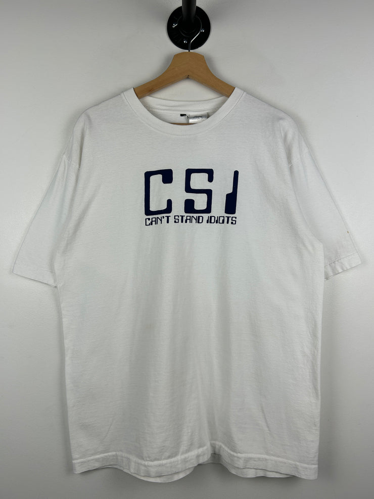Vintage CSI Cant Stand Idiots White Tee