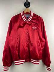 Vintage 80s Swingster State Farm Insurance Red Satin Varsity Jacket