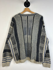 Vintage 90s Hyde Park Blue & Beige Knit Sweater