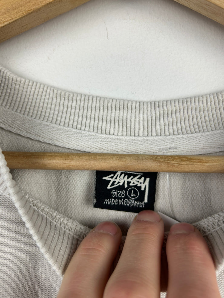 Stussy Bent Crown Embroidered Natural Crewneck