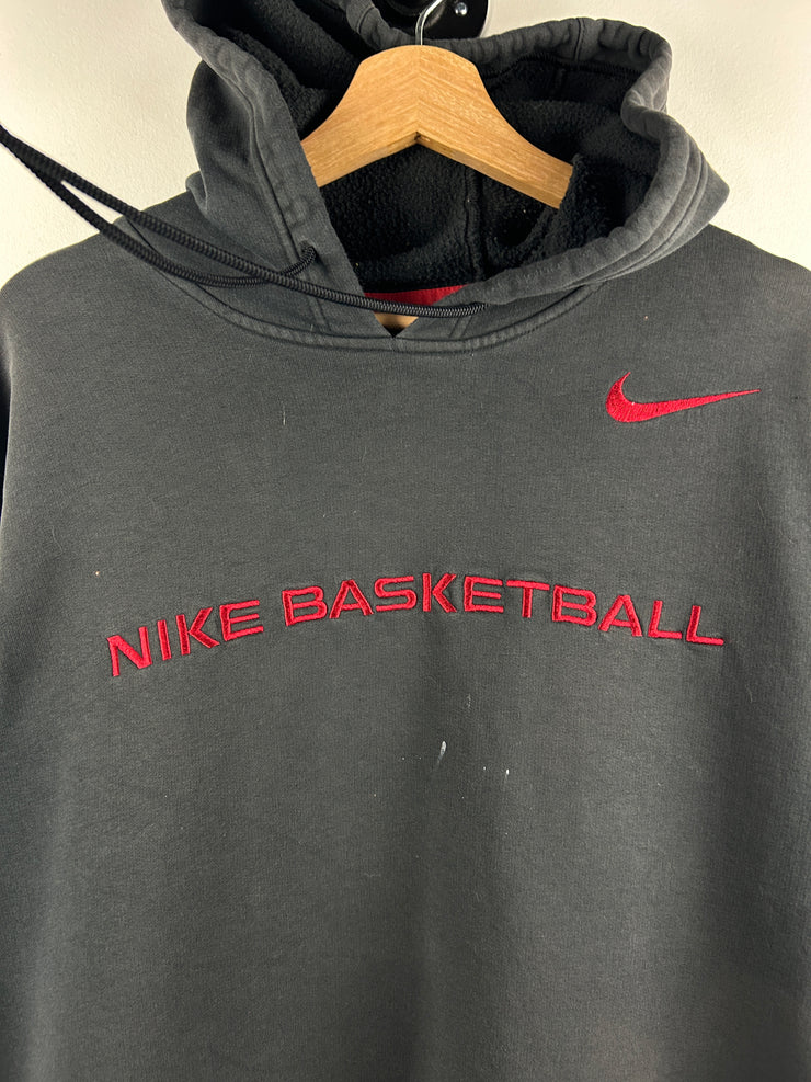 Vintage Nike Basketball Embroidered Faded Black Hoodie