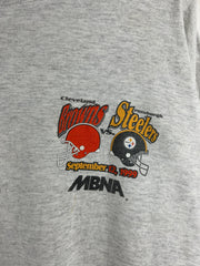 Vintage 90s NFL Logo Athletic Cleveland Browns VS Pittsburgh Steelers Grey Tee