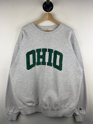 Vintage 90s Champion Ohio State University Embroidered Grey Crewneck