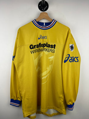 Vintage Asics 2001-2002 Sampdoria Training Yellow Long Sleeve Soccer Jersey