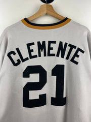Vintage MLB Majestic Pittsburgh Pirates Clemente Grey Baseball Jersey