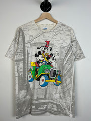 Vintage 90's Mickey Mouse Car All Over Print Tee