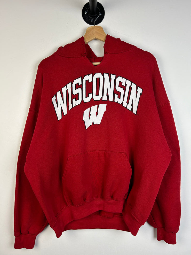 Vintage Russell Wisconsin Spellout Red Hoodie