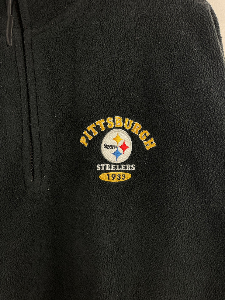 Vintage NFL Pittsburgh Steelers Quarter Zip Black Fleece Sweater