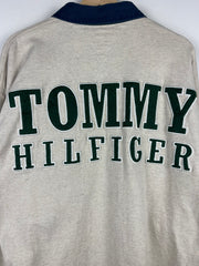 Vintage 90s Tommy Hilfiger Authentic Gear Grey & Green Polo Rugby Long Sleeve