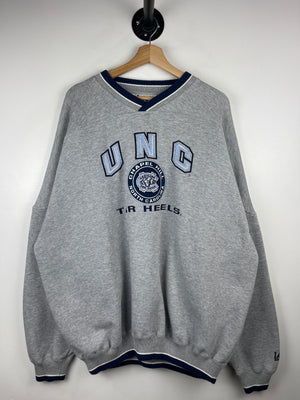 Vintage 90s Lee Sport North Carolina Tar Heels Embroidered Grey Crewneck