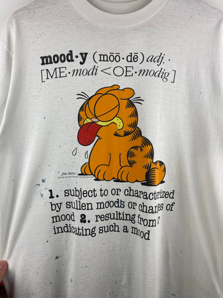 Vintage 90s Garfield Moody White Tee