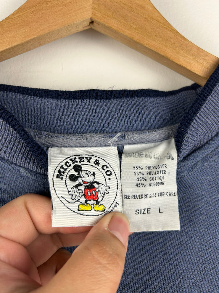 Vintage 90s Disney Mickey & Co Embroidered Faded Blue Crewneck