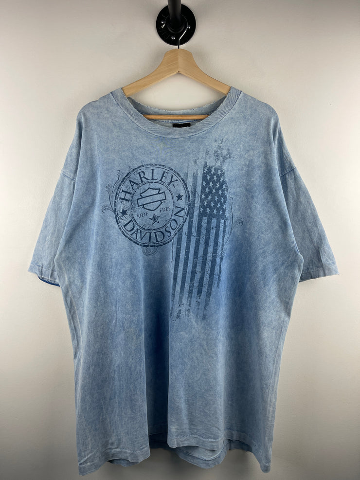 Vintage Harley Davidson Las Vegas Playing Cards Faded Blue Tee