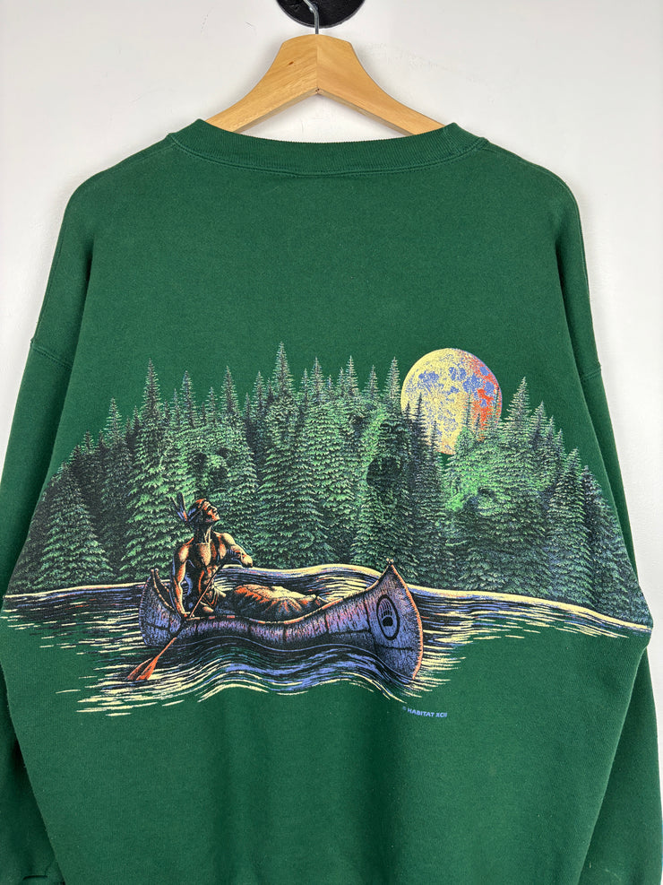 Vintage 90s Mackinac Island Michigan Wrap Around Nature Green Crewneck