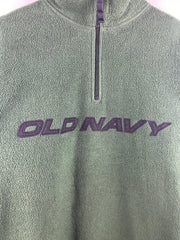 Vintage Old Navy Spellout Green Quarter Zip Fleece Sweater